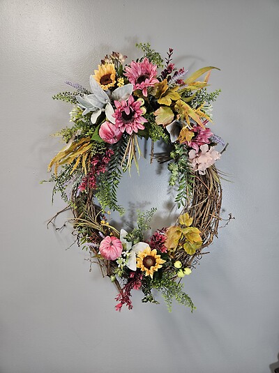 Pink Pumpkin Wreath