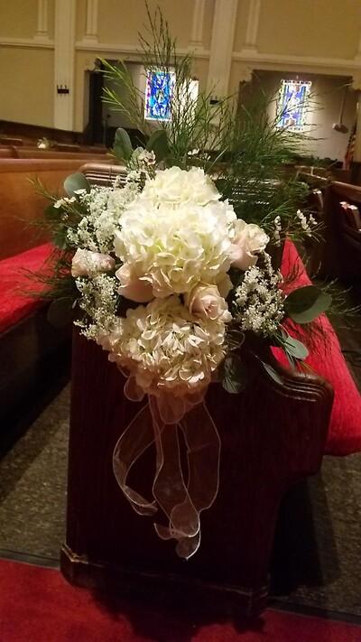 White Blush Pew Decoration