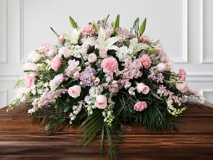Pink and White Casket Spray