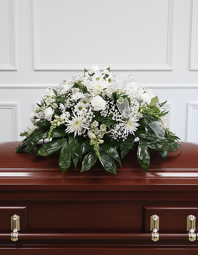 Traditional White Casket Spray